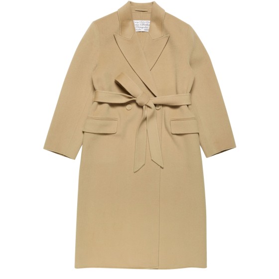 Long belted coat in cashmere blend - Beige