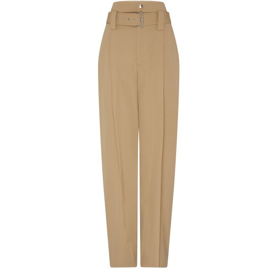 Cotton high-waisted trousers - Beige