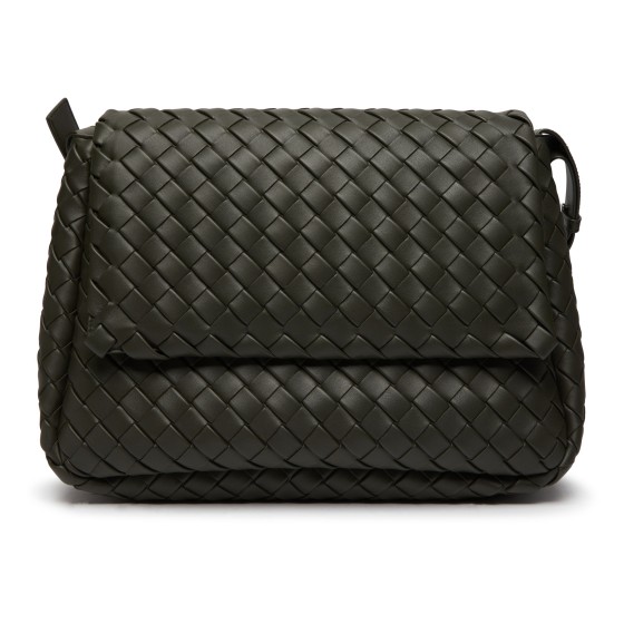 Intrecciato Flap Shoulder Bag - Green