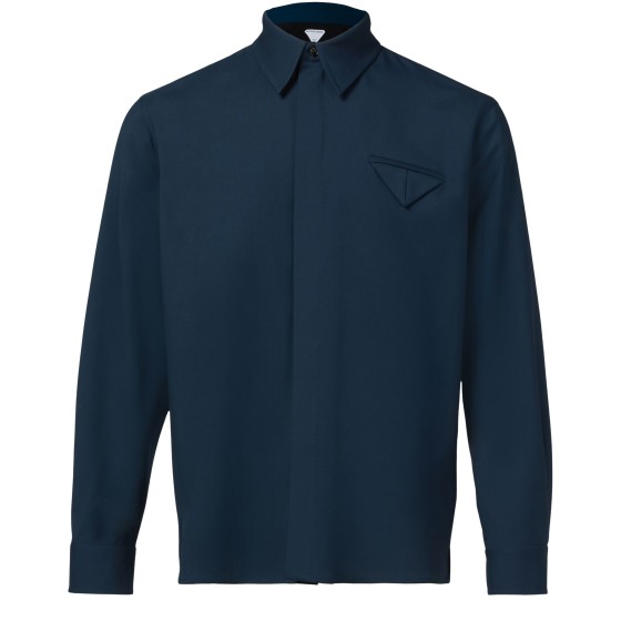 Twill wool shirt - Blue
