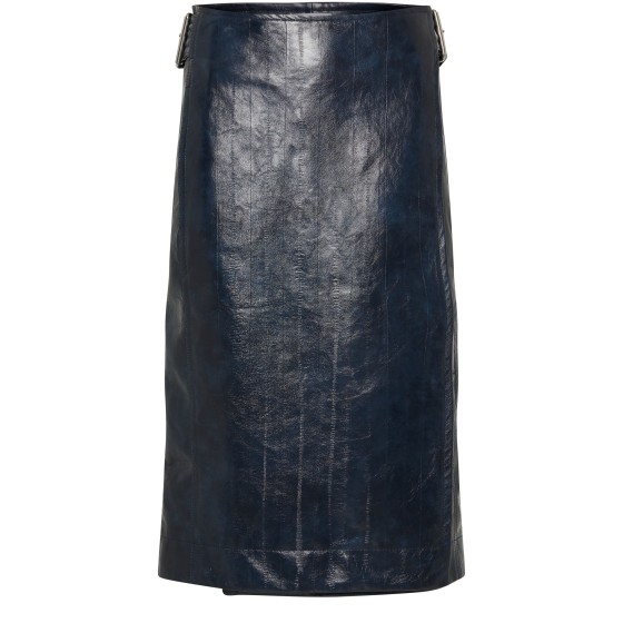 Embossed leather midi skirt - grey
