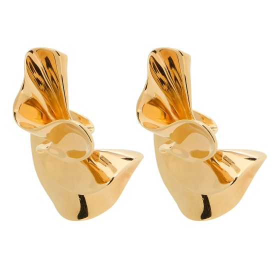 Large Anemone Earrings - Gold