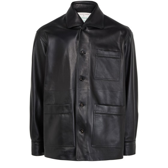 Semi-lightweight Nappa Leather T-shirt - Black