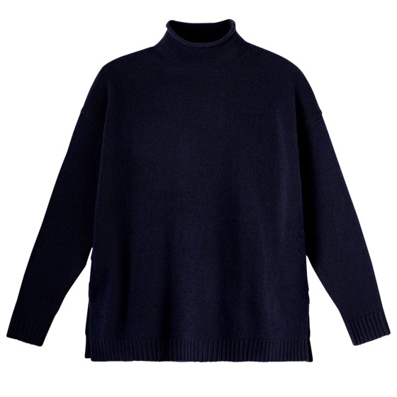 Sweater with large high neck - Blue