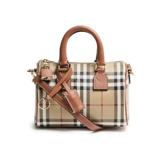 Mini Check bowling bag - brown
