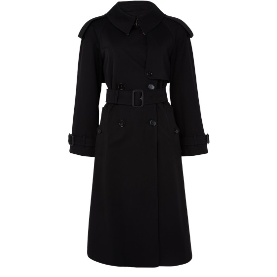 Fitzrovia long gabardine trench coat - Black