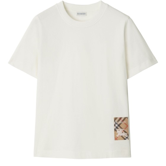 Check Label Cotton T-shirt - grey