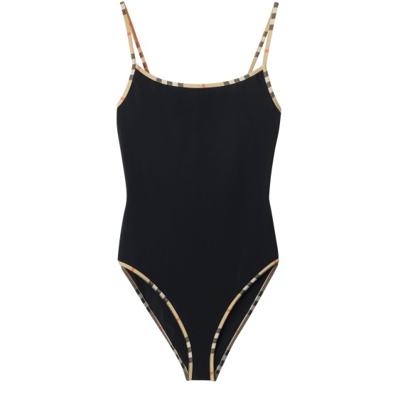 Check Trim Swimsuit - Black