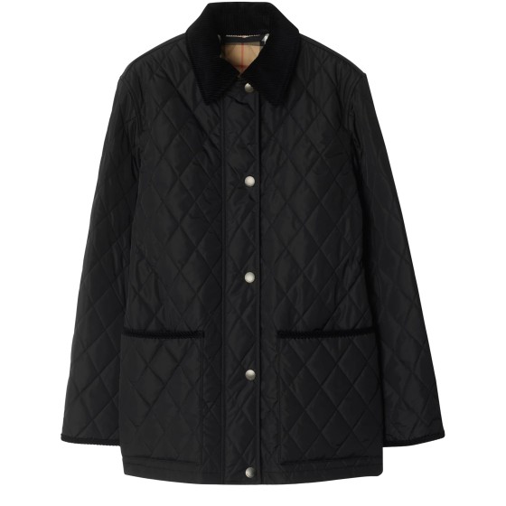 Quilted Nylon Barn Jacket - Black