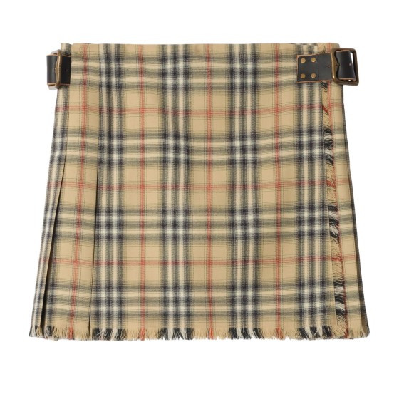 Check Wool Mini Kilt - Beige