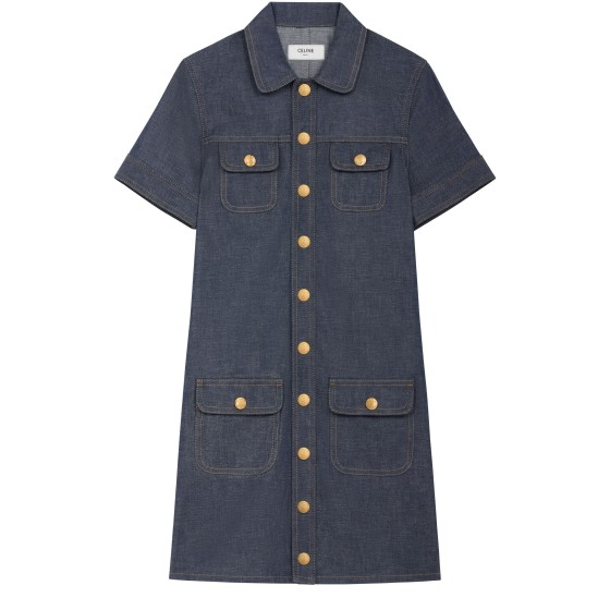 Mini dress in raw wash denim - Blue