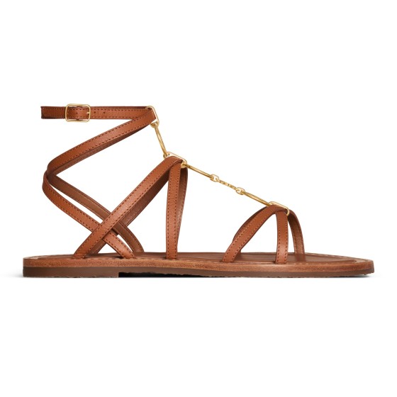 Celine Lympia strappy jewel sandal in calfskin - brown