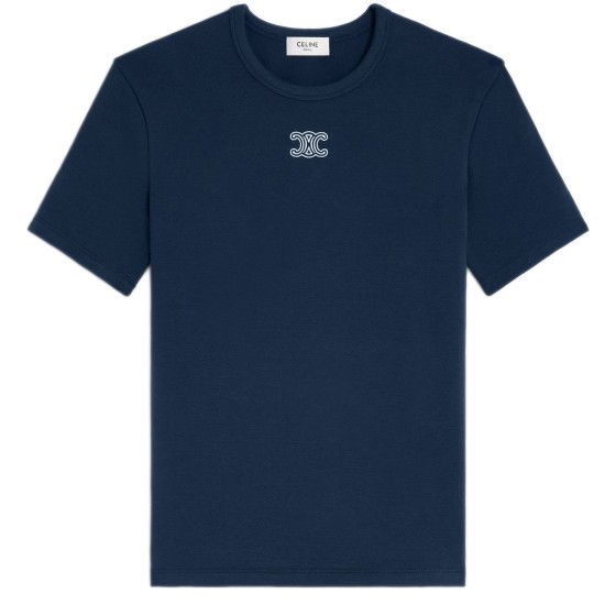 Triomphe t-shirt in ribbed cotton jersey - navy blue