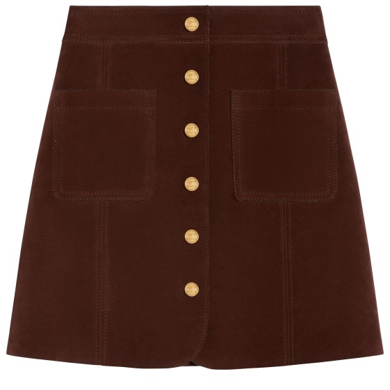 Short skirt in calfskin - brown