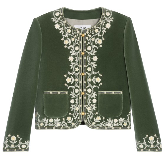 Embroidered Chelsea jacket in velvet - brown