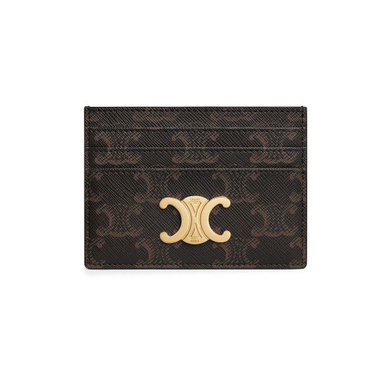 Triomphe logo printed card holder - Beige