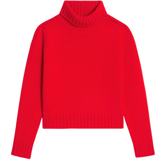 Seamless cashmere turtleneck sweater - Red