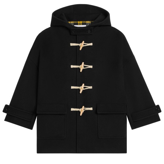 Egg-shaped duffle-coat in double face cashmere - Black