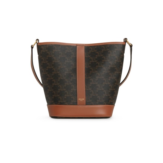 Small Logo Print Bucket Bag - Beige