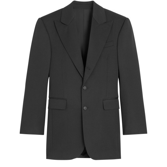 Colonne jacket in diagonal wool - Black