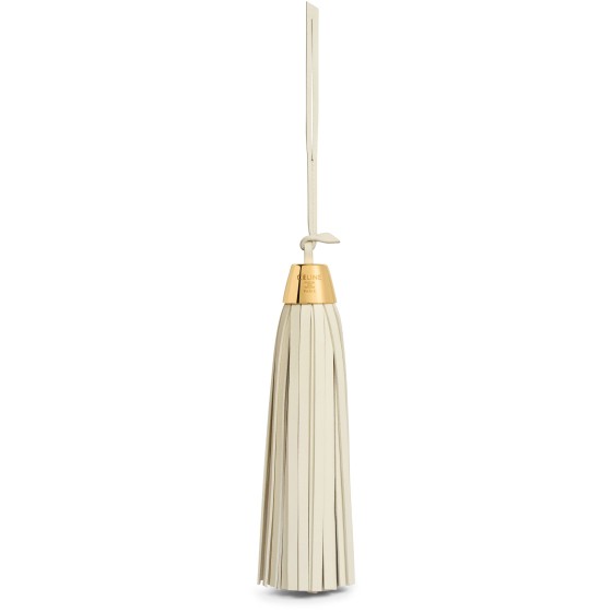 Tassel charm in smooth lambskin - white