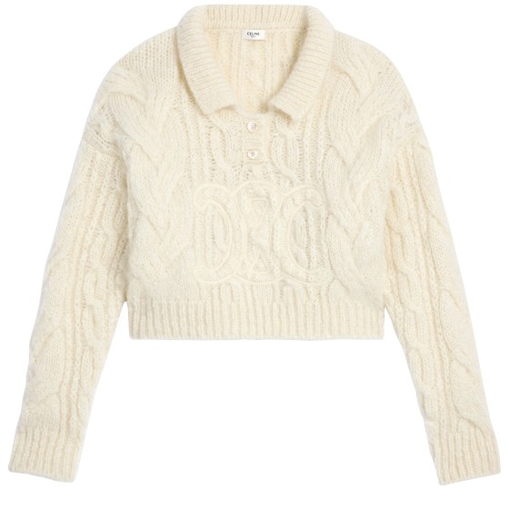 Sweater in aran mohair and wool - Off-white