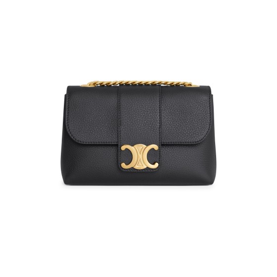 Victoire Mini Soft Calf Leather Handbag - Black