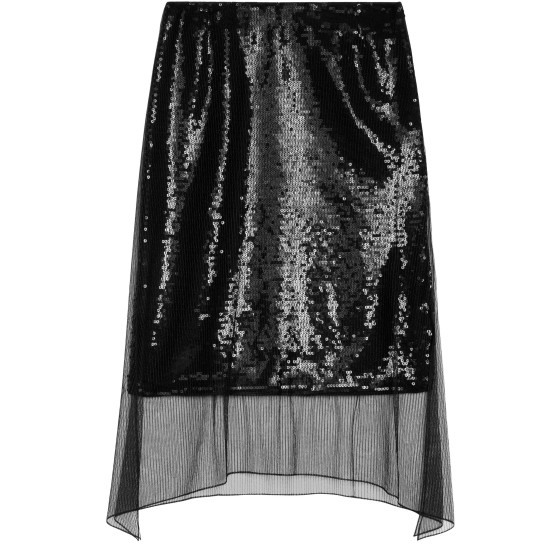 Pinstripe sheer chiffon skirt - Black
