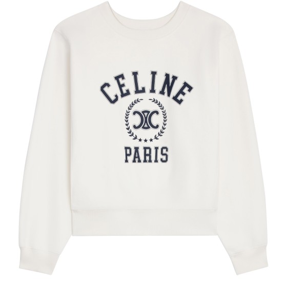 Oversized Celine sweatshirt in cotton fleece - white