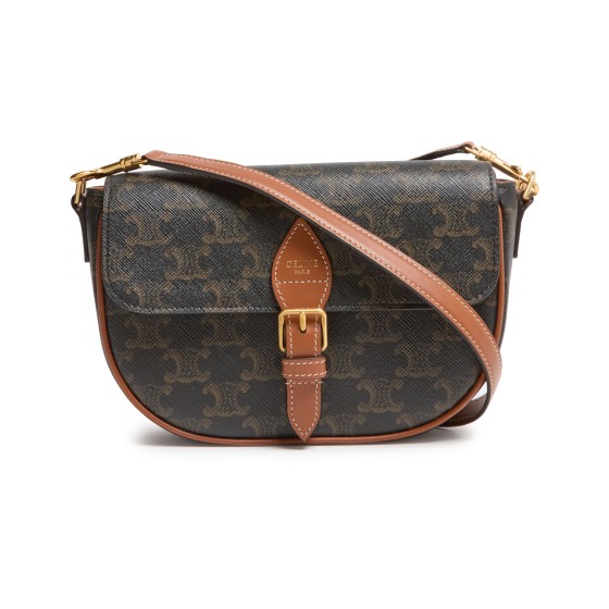 Folco shoulder bag in Triomphe canvas and calfskin - brown