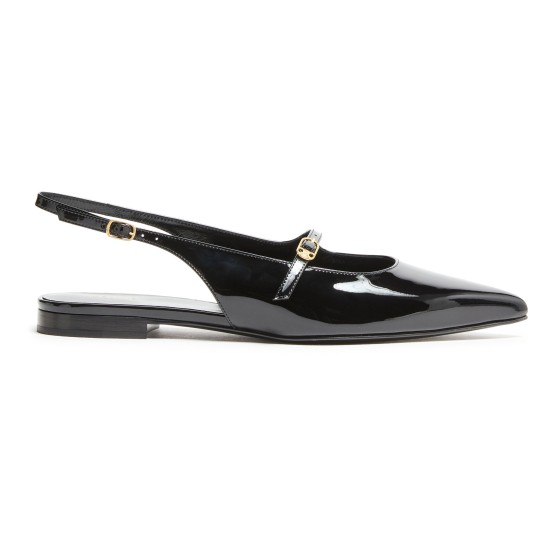 Judy flat slingbacks in patent calfskin - Black