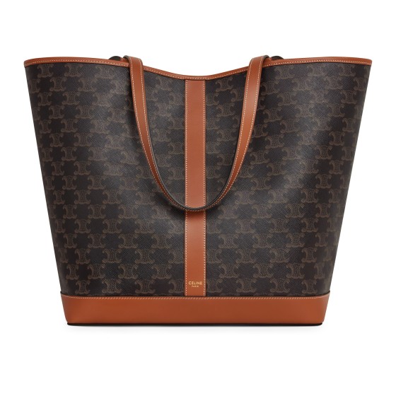 Cabas Medium Logo-Printed Calfskin Handbag - Beige