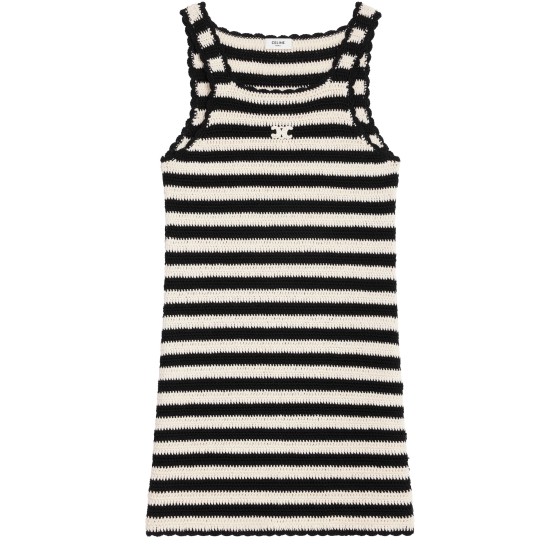 Triomphe crochet cotton striped miniskirt - Black