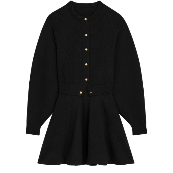 Wool mini dress - Black