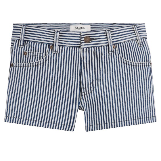 Heavy stripe cotton mini shorts - Blue