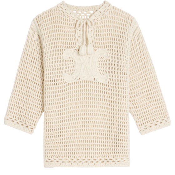 Crochet Wool BAJA Poncho - Off-white