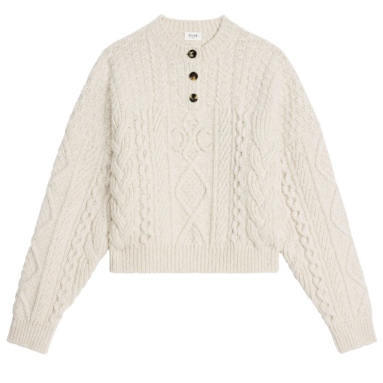 Triomphe ARAN wool crewneck sweater - Off-white