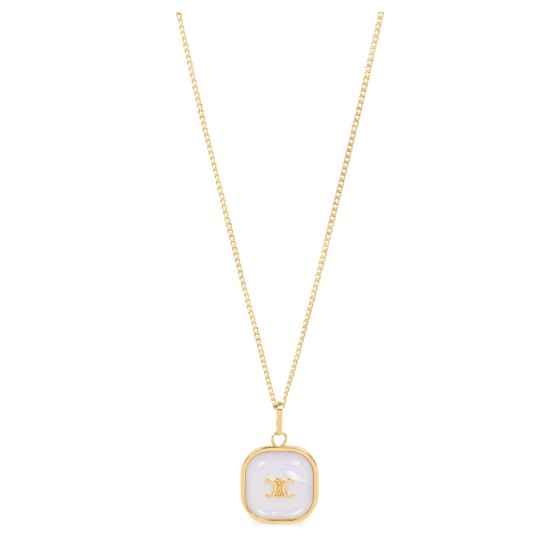 Triomphe pendant necklace in mother of pearl and brass with gold finish - Gold