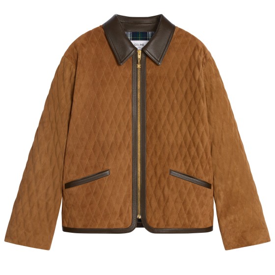 Quilted jacket in suede - brown