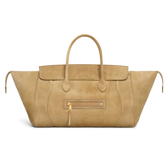 Medium new luggage in suede calfskin - Beige