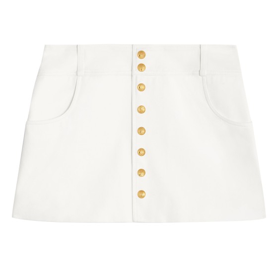 Cotton twill mini swing skirt - Off-white