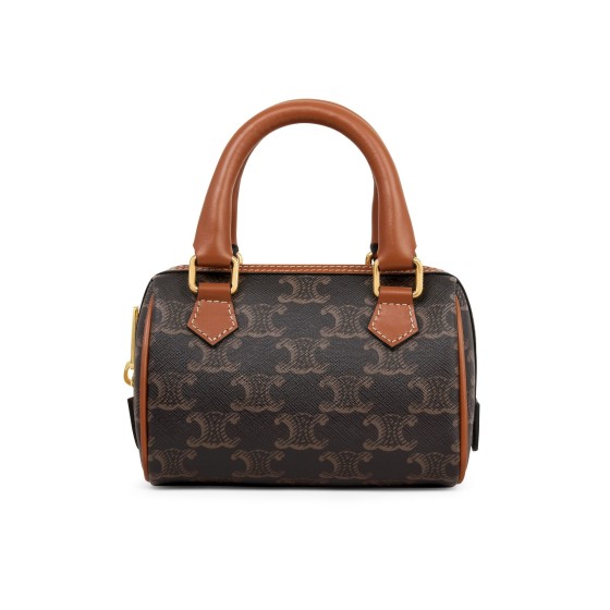 Mini Boston bag in Triomphe canvas - brown