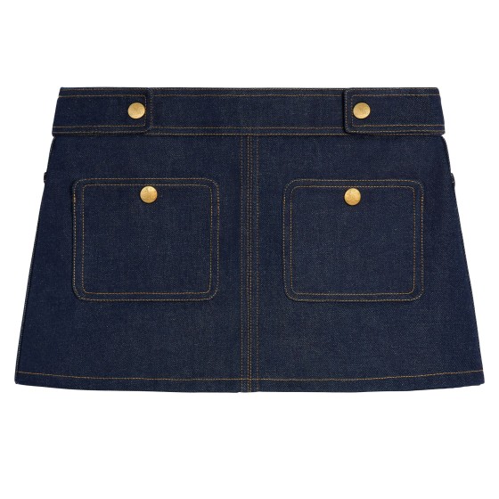 No-wash denim mini swing skirt - Blue