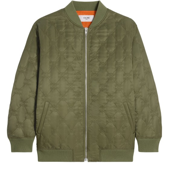 Oversized Twill Nylon Baseball Jacket - Green