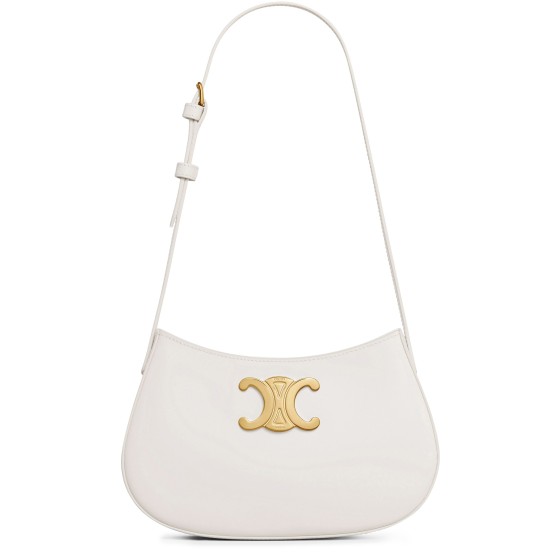 Tilly Medium Glossy Calf Leather Handbag - Off-white