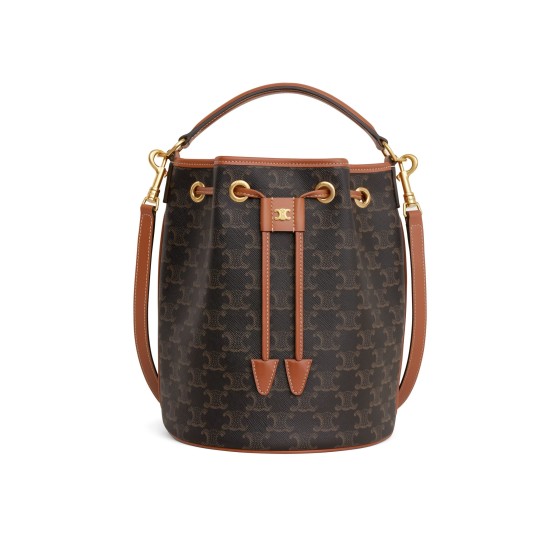 Clara Logo Print Cowhide Leather Handbag - brown