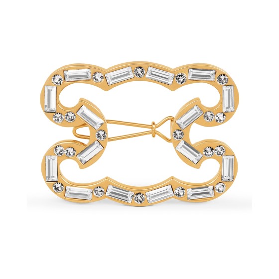 Triomphe frame crystal rhinestones and gold finish brass hair clip - Gold