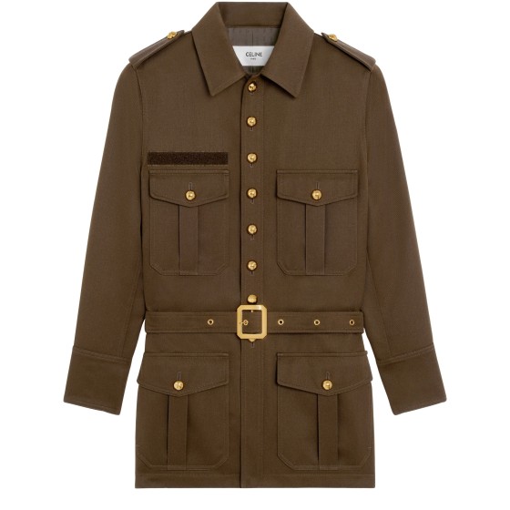 Twill Wool Safari Jacket - Green