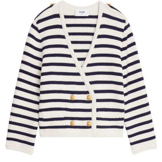 Sailor-style wool short cardigan - Beige