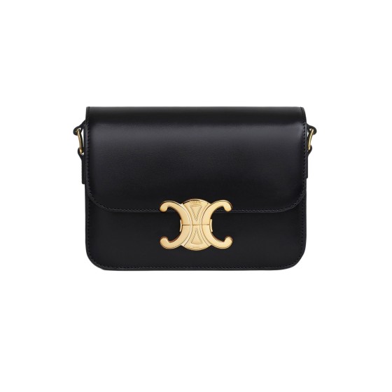 Teen Triomphe bag in shiny calfskin - Black